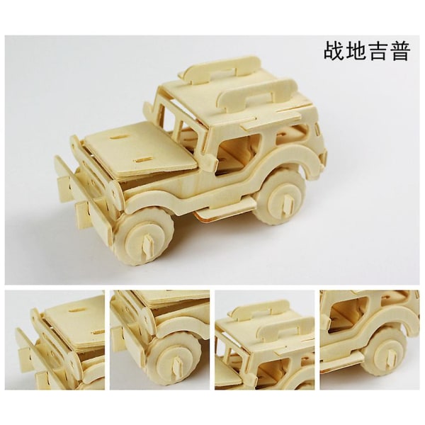 Woodcraft Construction Kits 3d-puinen palapeli puinen malli sarjat lapsille lelu（Jeep）