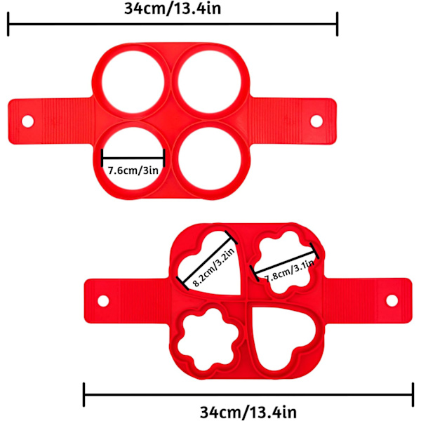 2 stk. silikone pandekageform, non-stick kageform til omelet pandekage