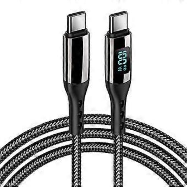 Innovativ Type C til Type C Kabel med LED-Display 4 Størrelser Lader Hurtigladekabel Nylon Type C Lader for Nettbrett