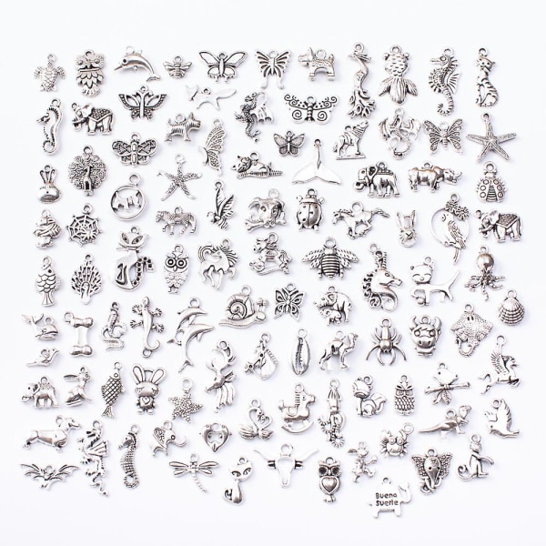 100 st smycken gör silverberlocker blandade slät tibetanska metallberlocker Hängen diy för halsband armband