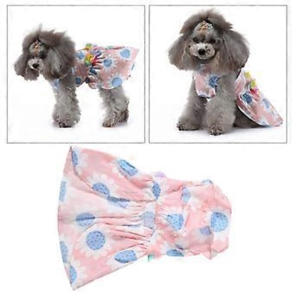 Bedårande Klänning för Husdjur, Födelsedagskostym för Små Hundar, Sommarstil Hundklänning i Rosa med Pullover-design och Elastiskt Band, Lätt att Ta På för Teskålsstorlek