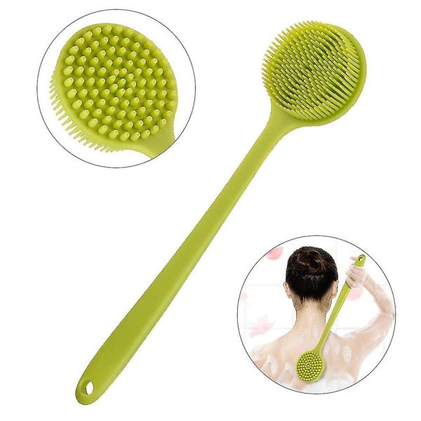 Badborste, dubbelsidig duschborste i silikon med ultramjuka borst (grön)