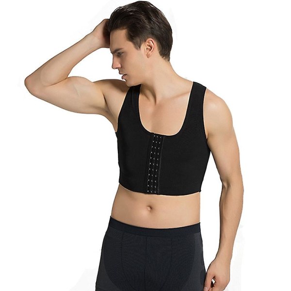 Men's Body Shaper Chest Binder Flat Compression 3 Rows Clasp Bust Corset Vests（M）