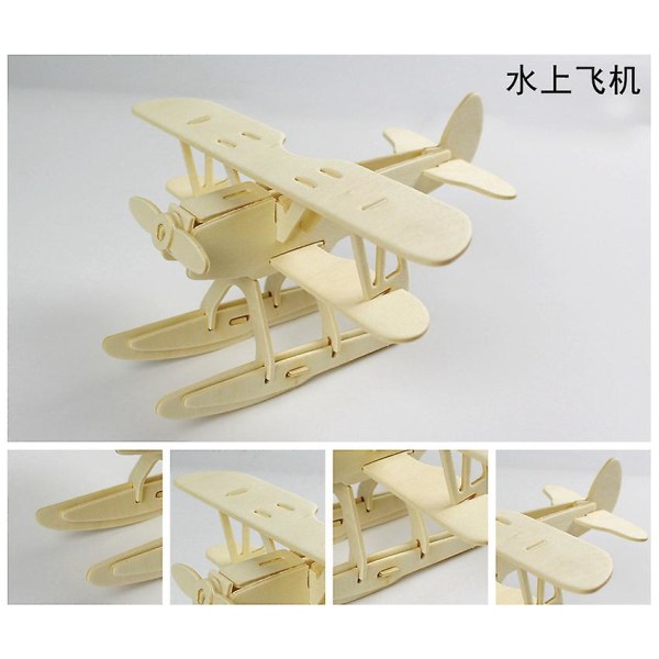 Woodcraft konstruktionssatser 3d trä pussel sticksåg trä modell kit för barn leksak (flygplan)