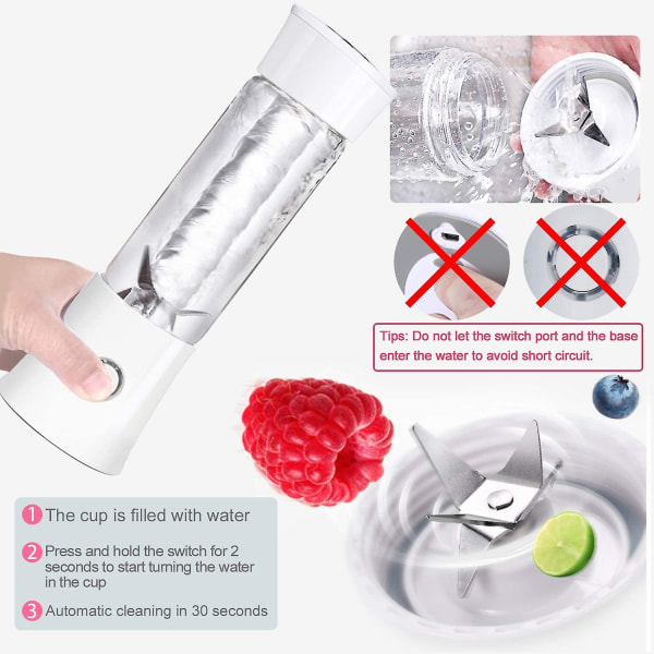 Bærbar Blender, Reiseblender Smoothie Maker 480ml Usb Oppladbar Juicer Mikser 100w Mini Personlig Fruktblender Med 6 Rustfrie Stålblad For