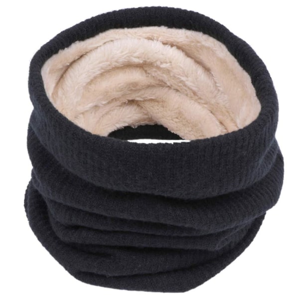 Skjerf Vinter Dobbeltlags Halsvarmer Strikket Fleece Foret Sirkel Loop Vindtett Tykke Skjerf Gaver Til Kvinner Menn（Svart）