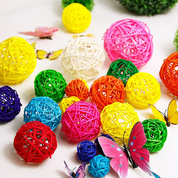 5 st Wicker Rattan Bollar Kreativa Sepak Takraw Vävd Boll För Bröllopsfest/Juldekoration/DIY Heminredning（rosa）
