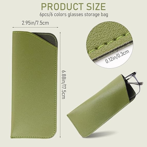 6 Pcs Soft Glasses Case, Portable PU Leather Eyeglasses Case Sung