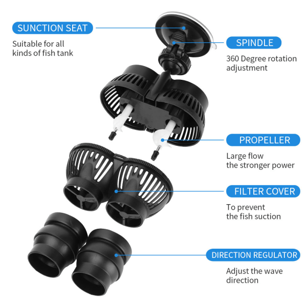 1 stk 24W bryggepumpe Wavemaker sugekopp akvariepumpe