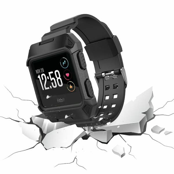 Svart rustning for Fitbit Ionic robust band beskyttende deksel stort armbåndsrem