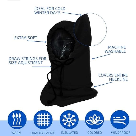 Termisk fleece hætte, vinter snood maske