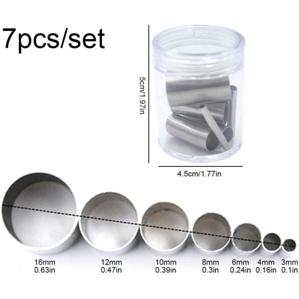 Lerkuttere, 7 stk. hulhulstansningssæt i rustfrit stål