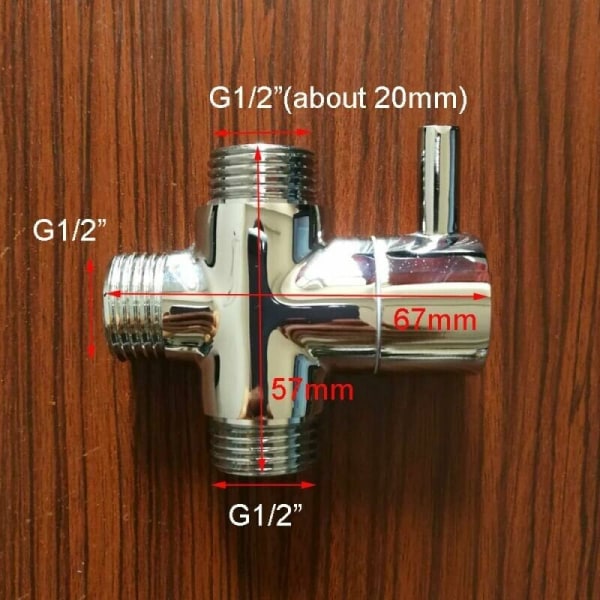 1 stk fordelerventil, hann G1/2? Messingkran T-adapter krom bad