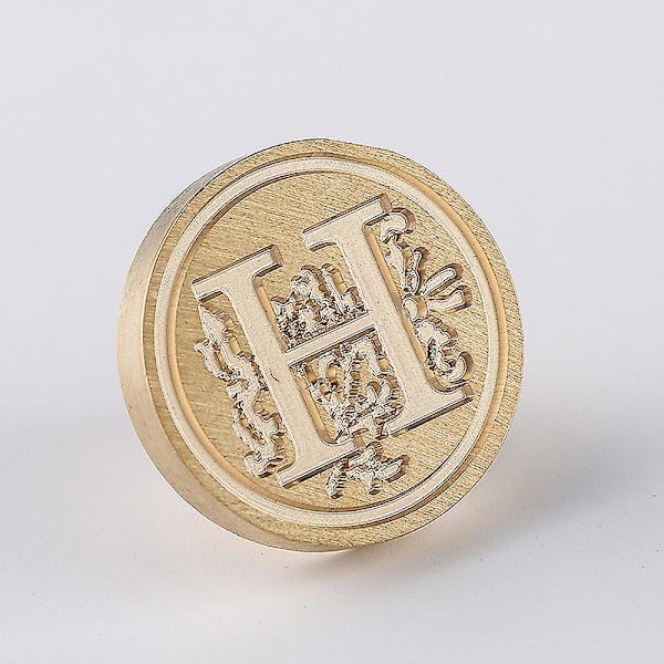 Elite Messing Retro Alfabet Initialer Voksstemplingsstempel 26 Bogstaver A-z Voksstemplingsstempel Til Postdekoration Diy Kortfremstilling（H）