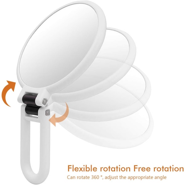 Dobbeltsidig håndspeil - 5 forstørrelsesspeil - Sammenleggbart - med