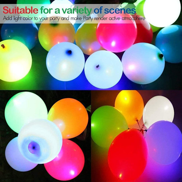 40-pack LED-ljusballonger, festtillbehör, lyser i mörkret, neonfesttillbehör, lång standbytid i 8-24 timmar