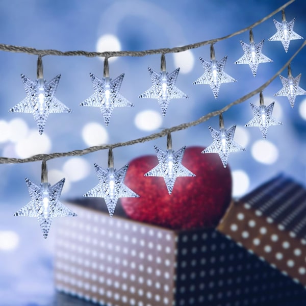 Stjernesnor 6M, 40 LED'er Led Juletræ Girlande Batteri O