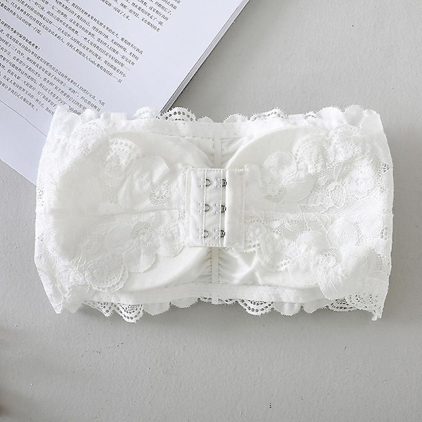 2 stk. Kvinders Blomsterblonde Tube Top BH Bandeau Stropløse BH'er Sømløse Strækbare Bryst Wrap Sort+hvid