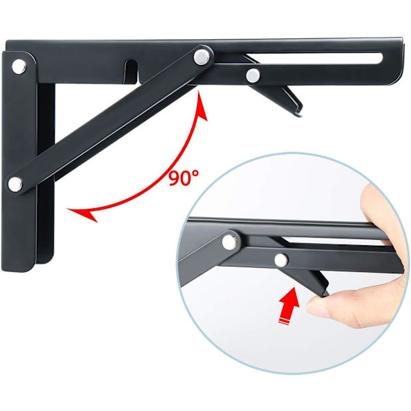2PCS Fällbar Konsol Matt Svart Rostfritt Stål Fällbar Konsol