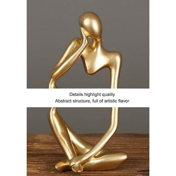 Tänkaren staty, harts tänkare abstrakt skulptur staty modern karaktär figurer hem inredning kontor skrivbord prydnad, guld 1