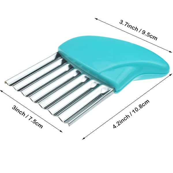 Kartoffel Chipper Rustfrit Stål Bølget Blad Chips Cutter Crinkle Slicer Grøntsagshakker Blå