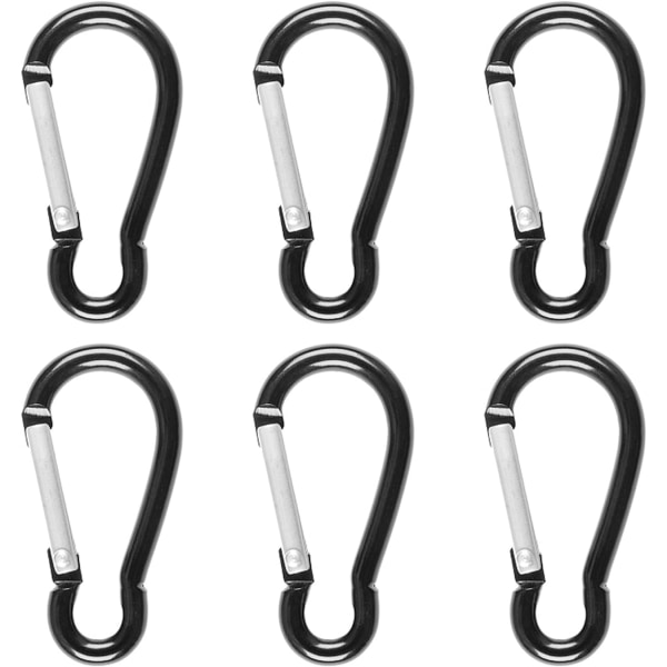 6 st karbinhakar, karbinhake i rostfritt stål, liten aluminium
