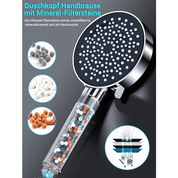 Duschhuvud med filter - Högtrycksvattenbesparande duschhuvud