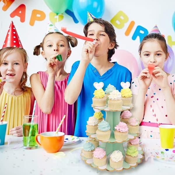 3-etasjes pappkakesstativ Kakefat for babyshower barn