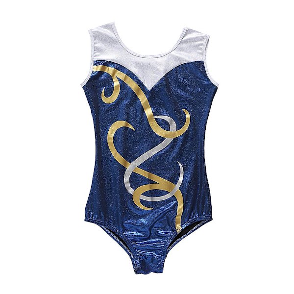 Flickor Ärmlös Danskläder Gymnastik Leotard Balett Leotards（7-8Y Mörkblå）