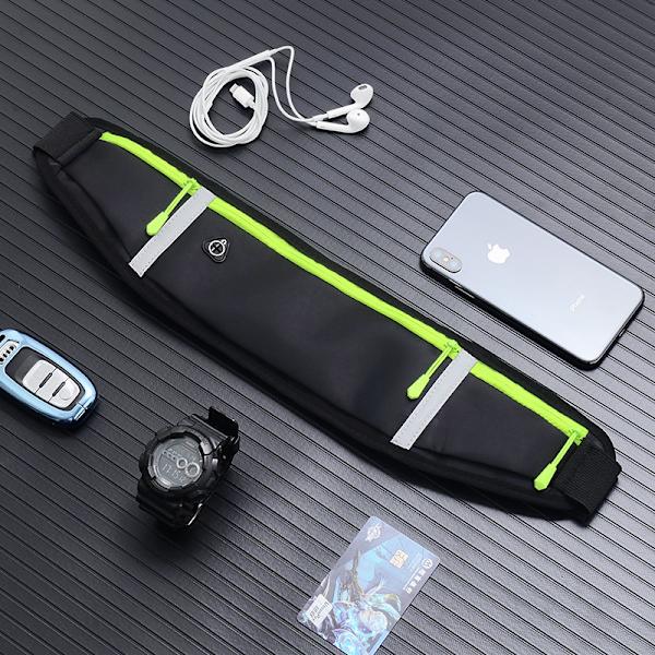 Lätt och justerbar 1-delad svart midjeväska med elastiskt bälte för iPhone Samsung, idealisk för löpträning, unisex.