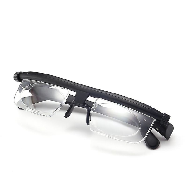 Bærbare justerbare styrke linseglas med zoom hyperopia zoom, sort, længde 14 cm bredde 3 cm
