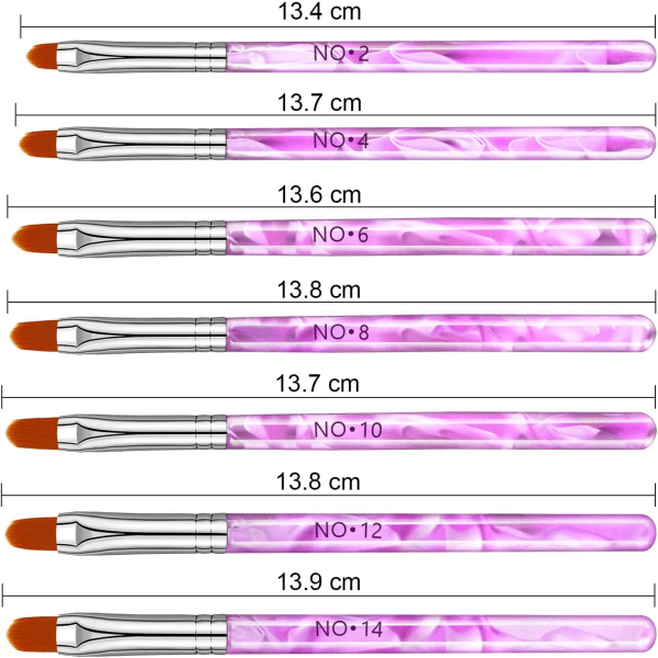 Sæt med 7 pensler til akrylnegle og UV-gel påføring