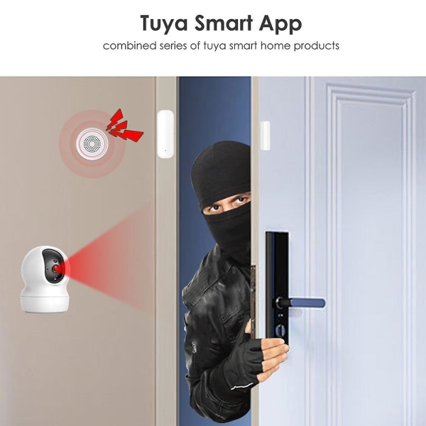 Tuya Smart Wifi Dörrsensor Dörr Öppen / Stängd Detektor Hemlarm Säkerhet