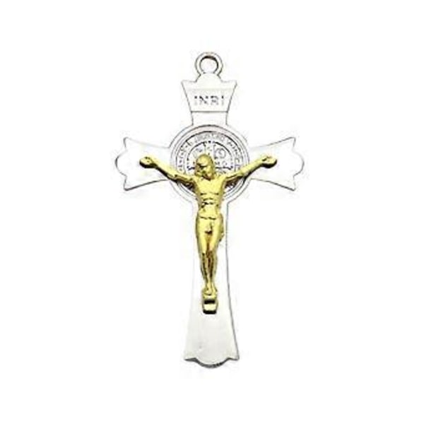 Metallkors Kristen Nyckelring Hänge Dekorativ Charm Ornament Tillbehör för Handväska Skolväska Ryggsäck Guld Gold
