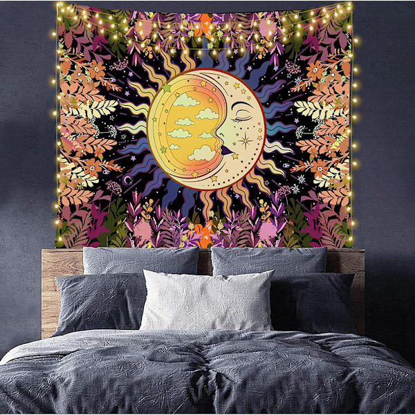 150x130cm, aurinko kuu kasvi ripustus kangas seinävaate