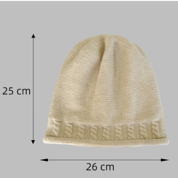 Beige tunn stickad mössa för höst och vinter