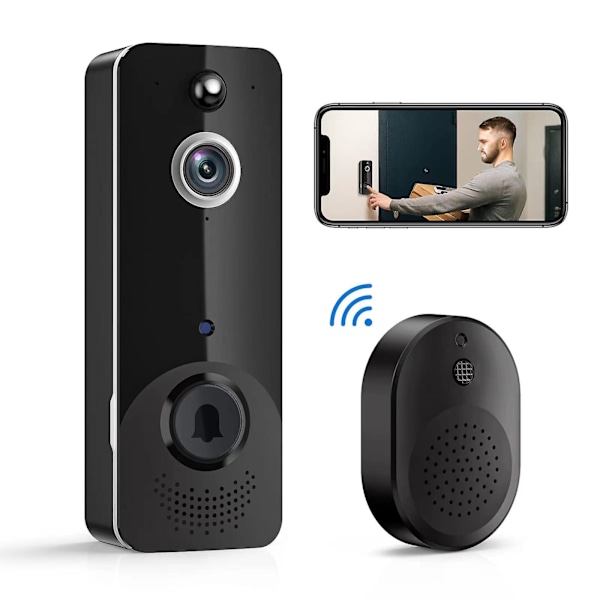 Trådlös fjärrvideo dörrklocka, smart video dörrklocka hem intercom hd nattvision wifi laddning, smart dörrklocka, tvåvägskommunikation, app-kontroll