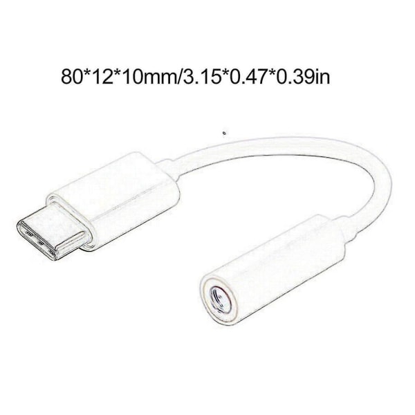 Typ C till 3,5 mm Konverteradapter Usb-c Jack Hörlurar Hörlurskabel Audio Aux Kabeladapter