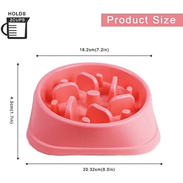 Långsam utfodring hundskål långsam utfodring halkfri design rolig interaktiv utfodring hundar (rosa)