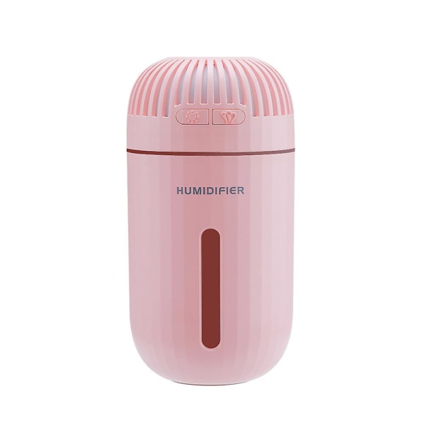 Usb Bil Luftfugter, 310ml Mini Bærbar Luftfugter Luftrenser Med 7 Farver Led Nattelys（Pink）