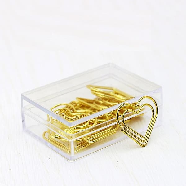 30 stk papirklips, holdbare og rustfrie papirklips med etui (hjerte)