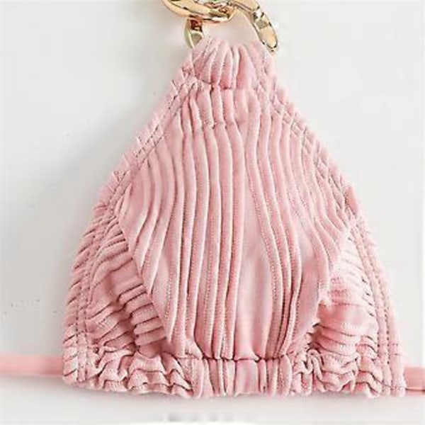 Dam Triangle Bikini Set Högt Skurna Knytsidor 2-delad Baddräkt String Halter Bikini Baddräkter Tachibana M Tachibana M