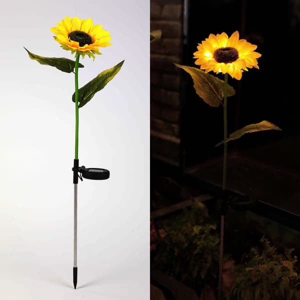 2 stk. solsikke solcellelamper, holdbare, vanntette, oppladbare LED