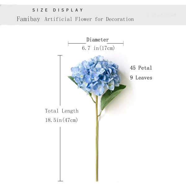 Kunstige hvide hortensia blomster 3PC silke hortensia blomster kunst
