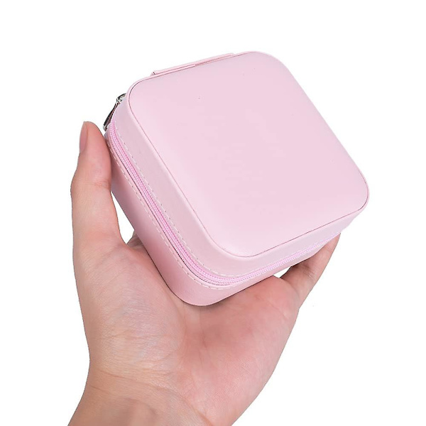 Mini Bärbar Smyckeskrin Organizer, Resesmyckeskrin, Läder Dubbelskikts Smyckeskrin Med Spegel, Ringar Örhängen（Grön）