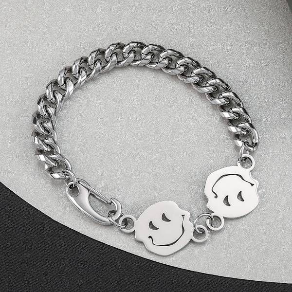 Herrar räkor armband smiley knapp ansluten till en liten sladd Eur