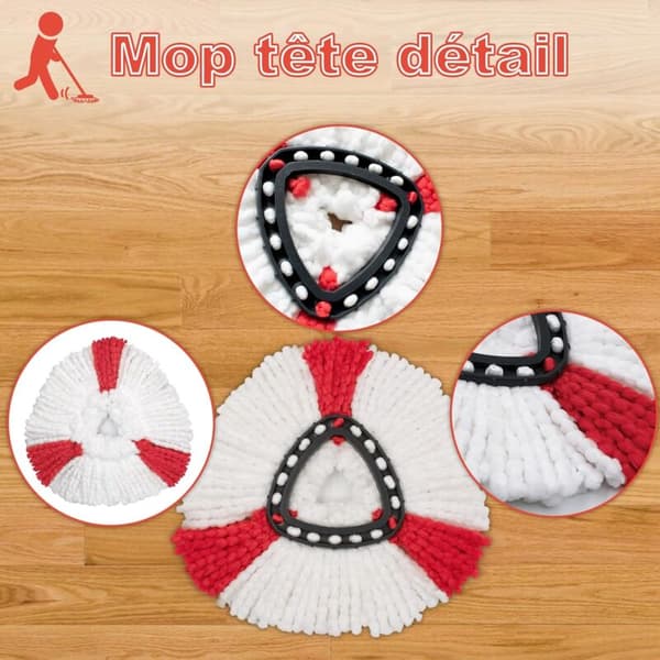 Sett med 4 moppehoder, 2-i-1 mikrofibermopp, moppehode