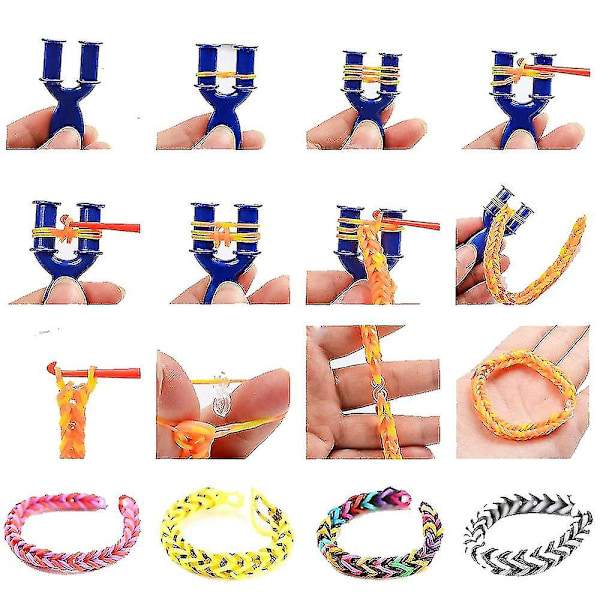 Gummibands refill kit armbandssats med 1500 färgglada band i 23 färger