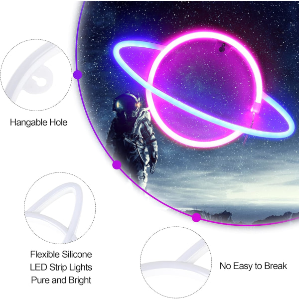 Neonlys, USB-drevet, LED-lys for veggdekor