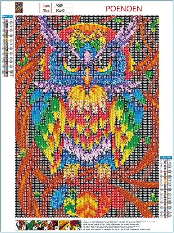 30*40cm Farverig Ugle 5D Diamantmaleri Kit til Voksne, DIY Fuld